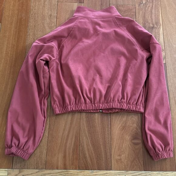 ROMWE Raspberry Cropped Bomber Zip Up Jacker Size S - Picture 7 of 9